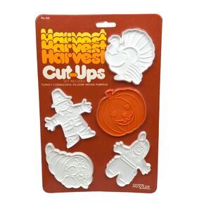 NEW Vintage Hutzler Plastic Cookie Cutters Set Thanksgiving Fall Harvest 1986